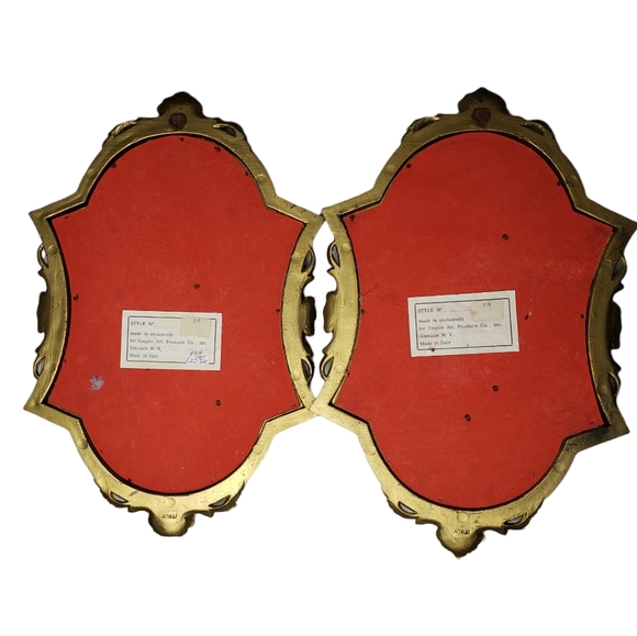 2 PANNEAU VINTAGE ITALY Golden Velveteen In Wooden Frame One Flaw - Picture 5 of 9